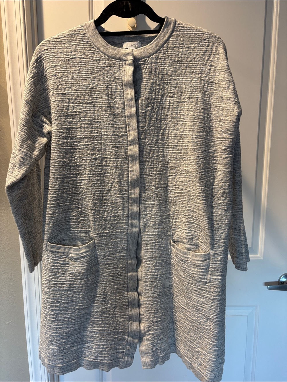 J. Jill Light Gray Textured Long Cardigan